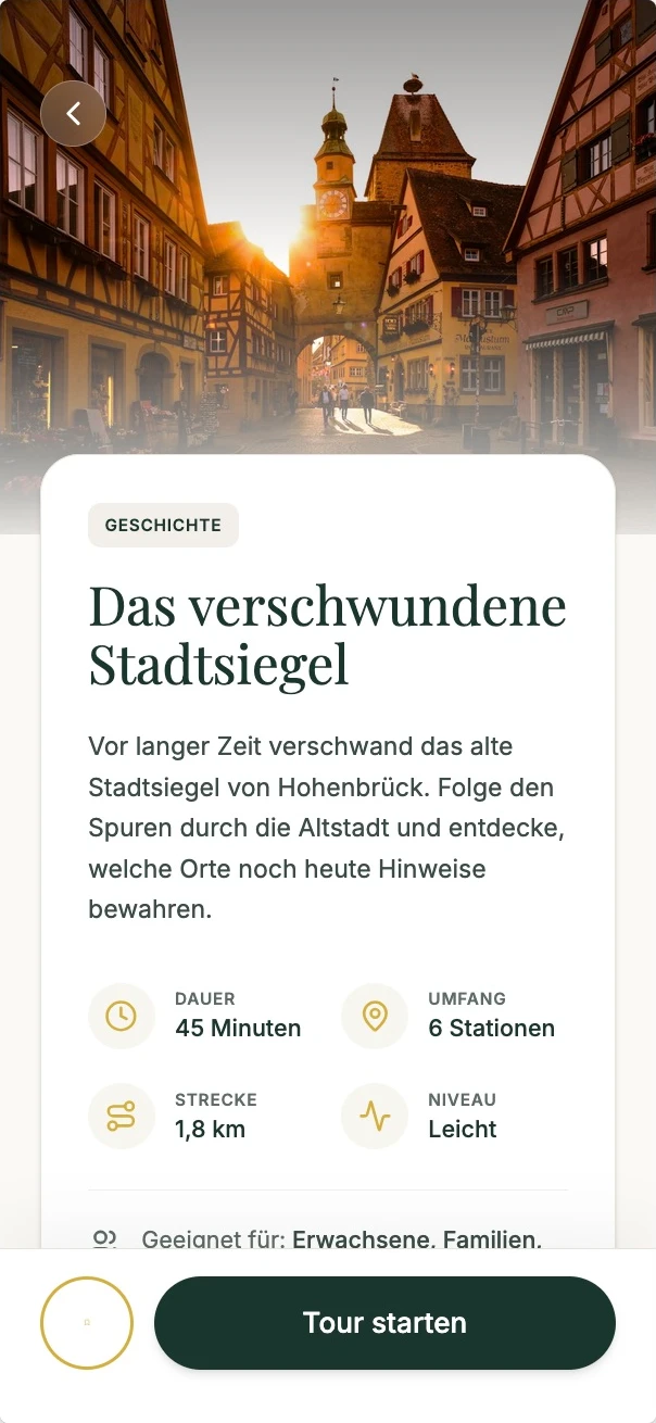 Hohenbrück-Designbeispiel: Route mit Geschichte und Stationen